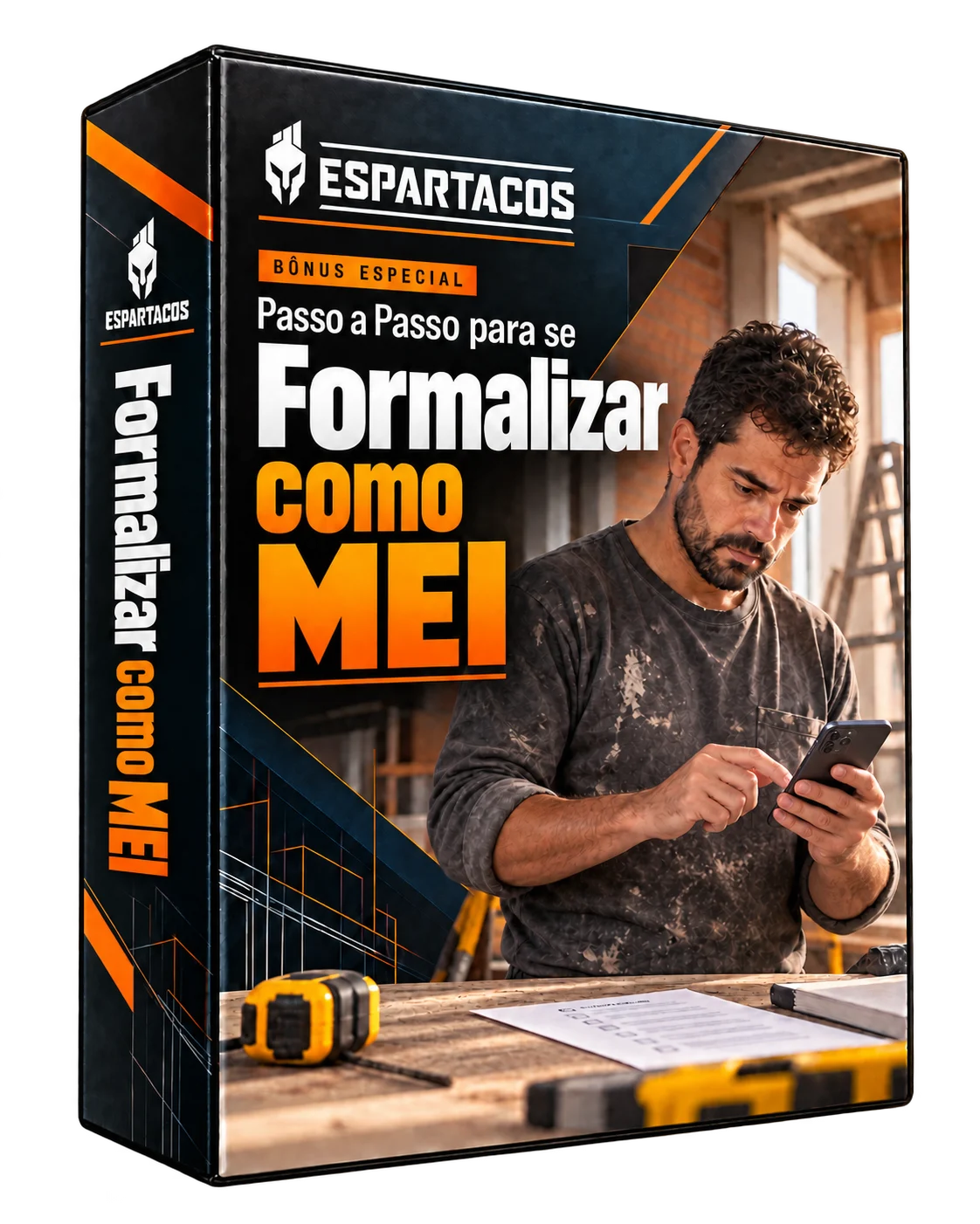 Mockup do bônus Passo a Passo para se Formalizar como MEI, com um profissional usando o celular